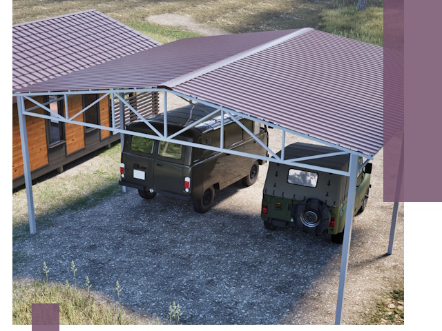 Двускатные навесы под ключ в Гае — изготовление и монтаж